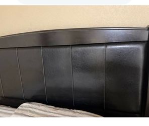 Black Faux Leather Upholstered Headboard