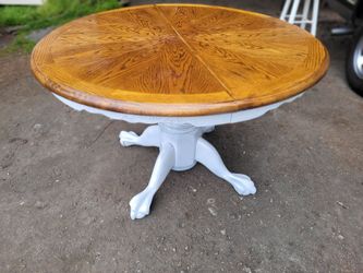 Antique Pedestal Claw Toe Dining Table/Claw Foot/Oak/Solid Wood/Heavy/Extension/Leaf/Rustic/Distressed/Farmhouse/Shabby/Victorian/Room/Family/Kitchen/