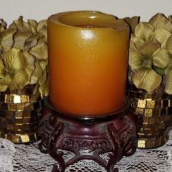 VINTAGE ORIENTAL ACCENT TABLE DECOR METAL CANDLE HOLDER VOTIVE STAND DISPLAY
