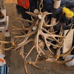 Vintage Faux Elk Antler Chandelier 