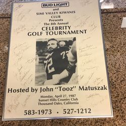 LA Raiders John Matuszak Simi Valley Kiwanis 8th annual Celebrity Golf Tournament poster. 1987
