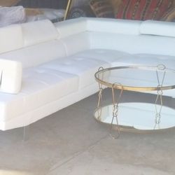 Poundex Faux Leather Sectional Right Chaise Sofa

