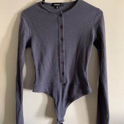 Missguided Dark Grey Long Sleeve Bodysuit