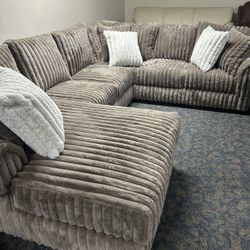 New Custom Corduroy Sectionals with Plush Cushions, Same Day Delivery 