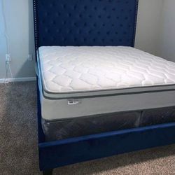 NEW IN BOX 6FT Tall Blue Bed Frame  King Size