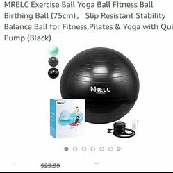 MRELC Exercise Ball Yoga Ball Fitness Ball Birthing Ball (75cm)， Slip Resistant Stability Balance Ball for Fitness