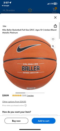 Nike Baller Basketball Full Size (29.5", Ages 13+) Amber/Black/Metallic Platinum