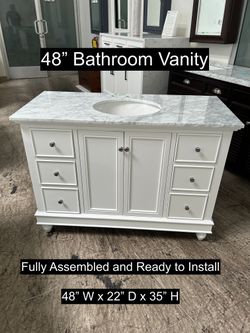 48" Bathroom Vanity with Carrara Marble Countertop & Solid Wood & Plywood Cabinet #3423