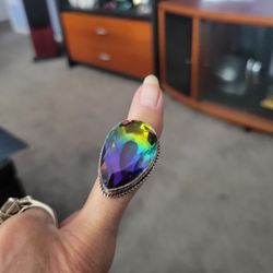 Tri Color Tourmaline Size 8 Ring 925 S/S