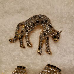 Vintage Lepard Broach $20 And Rhinestone Broach $20 Each