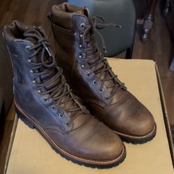 Chippewa Boots 8”  Soft Toe Logger Size 7 1/2 D  Vintage 