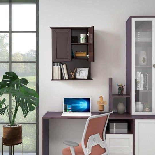 Dark Brown Bathroom Wall Cabinet Mounted Wooden Medicine Cabinets Espresso Over Toilet Storage Cabinet,
23x29 Inch Hanging Bathroom Wall Cabine