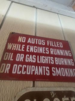 Vintage Gas Station Warning Sign