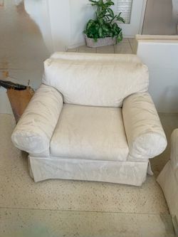 2 White Fabric Chairs in Great Condition
