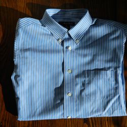 Brooks Brothers Men’s Blue & White Striped Non-Iron Cotton Dress Shirt 18