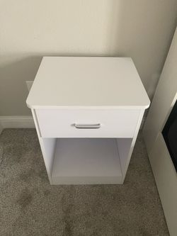 White nightstand with one drawer and open shelf