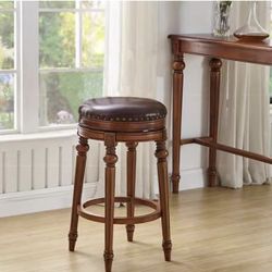 Wood Leather Bar Stool