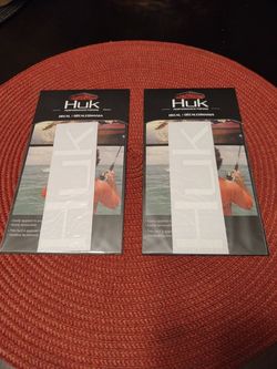 (2) Huk Fishing Logo Decal White 2" x 6"
