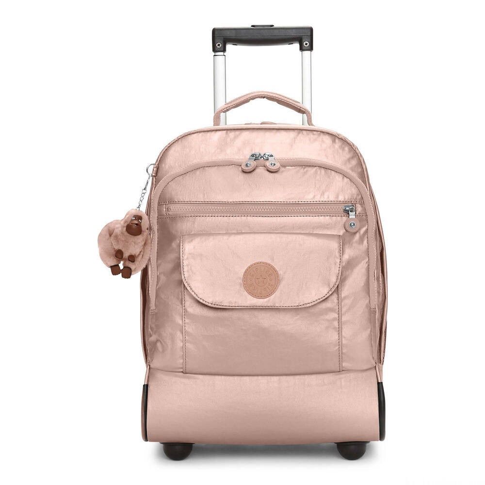 Kipling rose gold rolling backpack