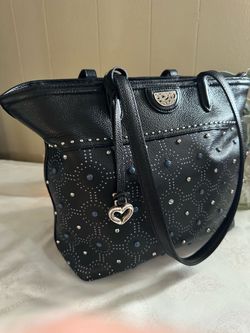Brighton Pretty tough Belinda Black Leather Studded Tote Bag