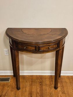 Demilune Console Table With Drawer In A Cherry Finish