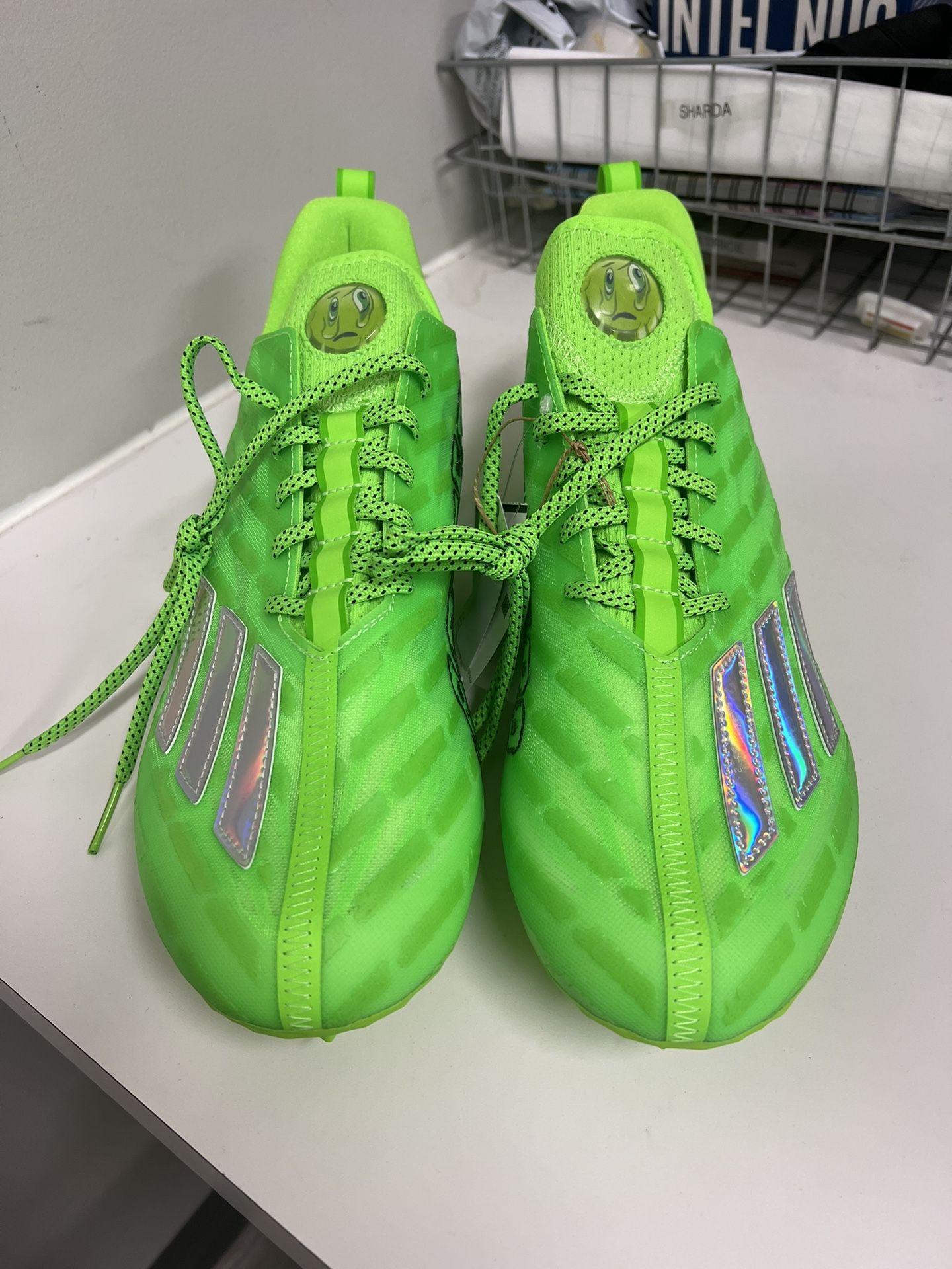 RARE Adizero Cleats Team Solar Green Silver Size 13