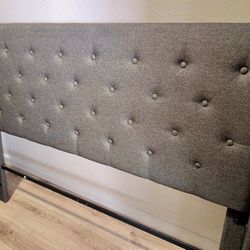 Queen Size Gray Tufted Headboard And Frame