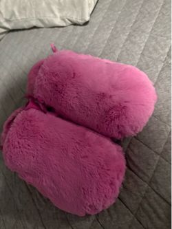 Pink fuzzy slippers Nike