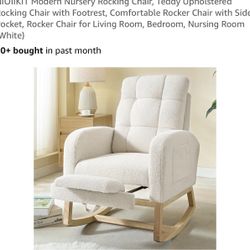 Band New Rocking Chair - Teddy Upholstery With Footrest 