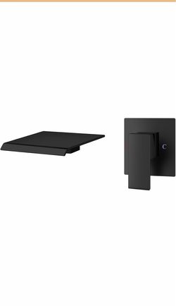 Aolemi Wall Mount Tub Faucet with Waterfall Spout and Valve, Matte Black SUS304 Waterfall Spout,Rough-In Valve,Single-Handle Control, 1/2-Inch NPT, Wa