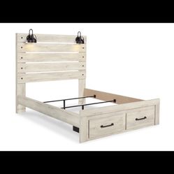 Queen Bed  Frame Off White Used Good Condition 
