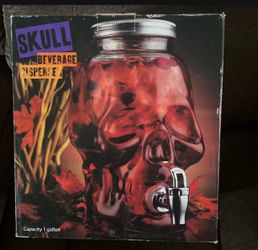 Glass Skull Beverage Dispenser New