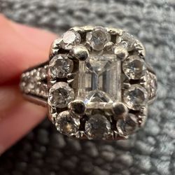 Diamond Emerald Engagement Ring