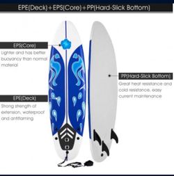6' Surf Foamie Boards Surfing Beach Surfboard-White SP37374WH