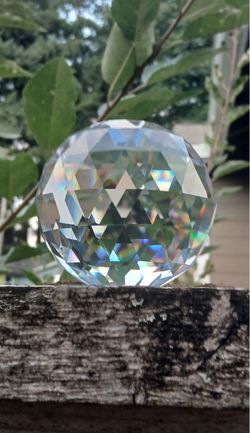 Two - 3.15” Faceted Crystal Ball Prism Sphere