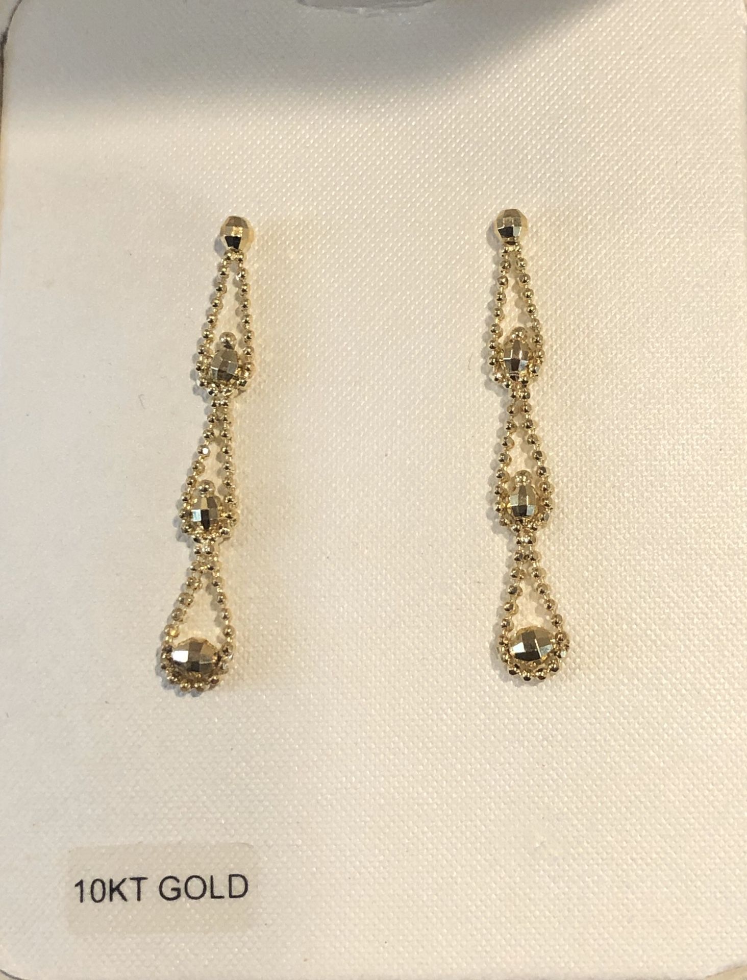 10kt sparkly gold dangle earrings NIB