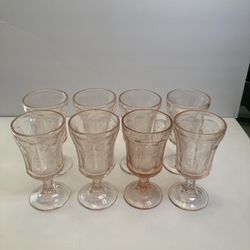 Federal Madrid Depression Glasses set of 8 Vintage Pink Indiana Glass Co 1932-39