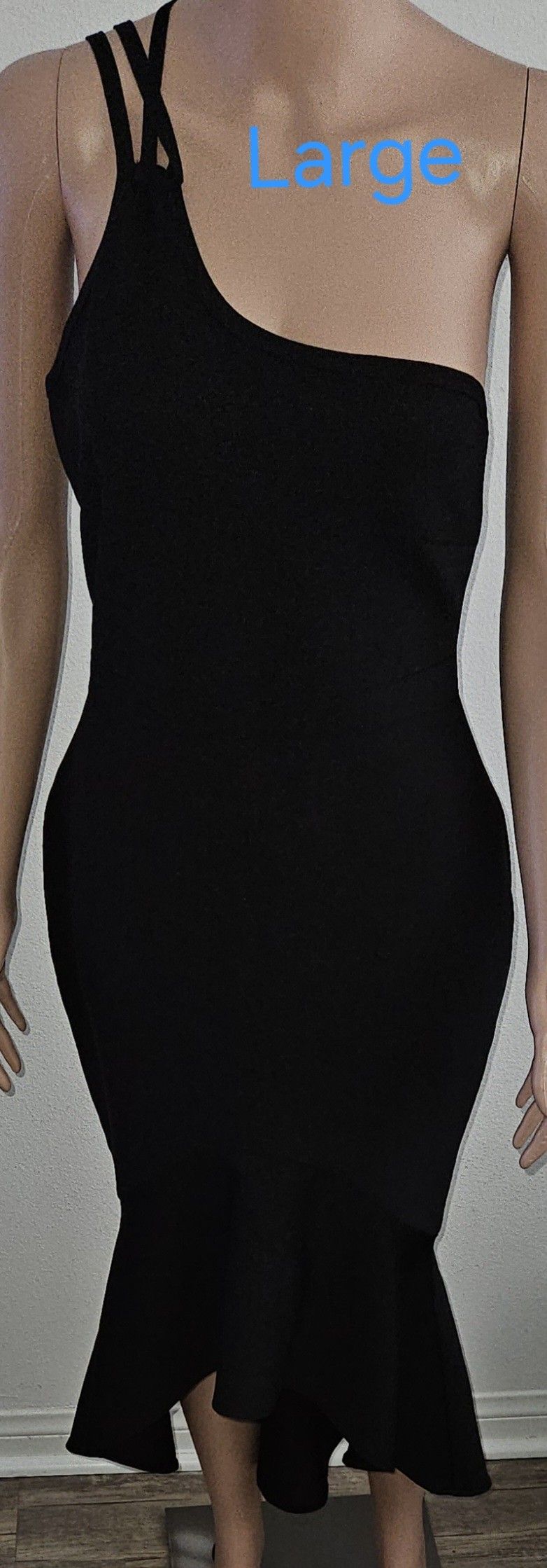 One Shoulder Flare Black Dress