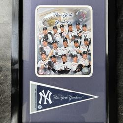 2007 Yankee Baseball Banner And Photo Framed