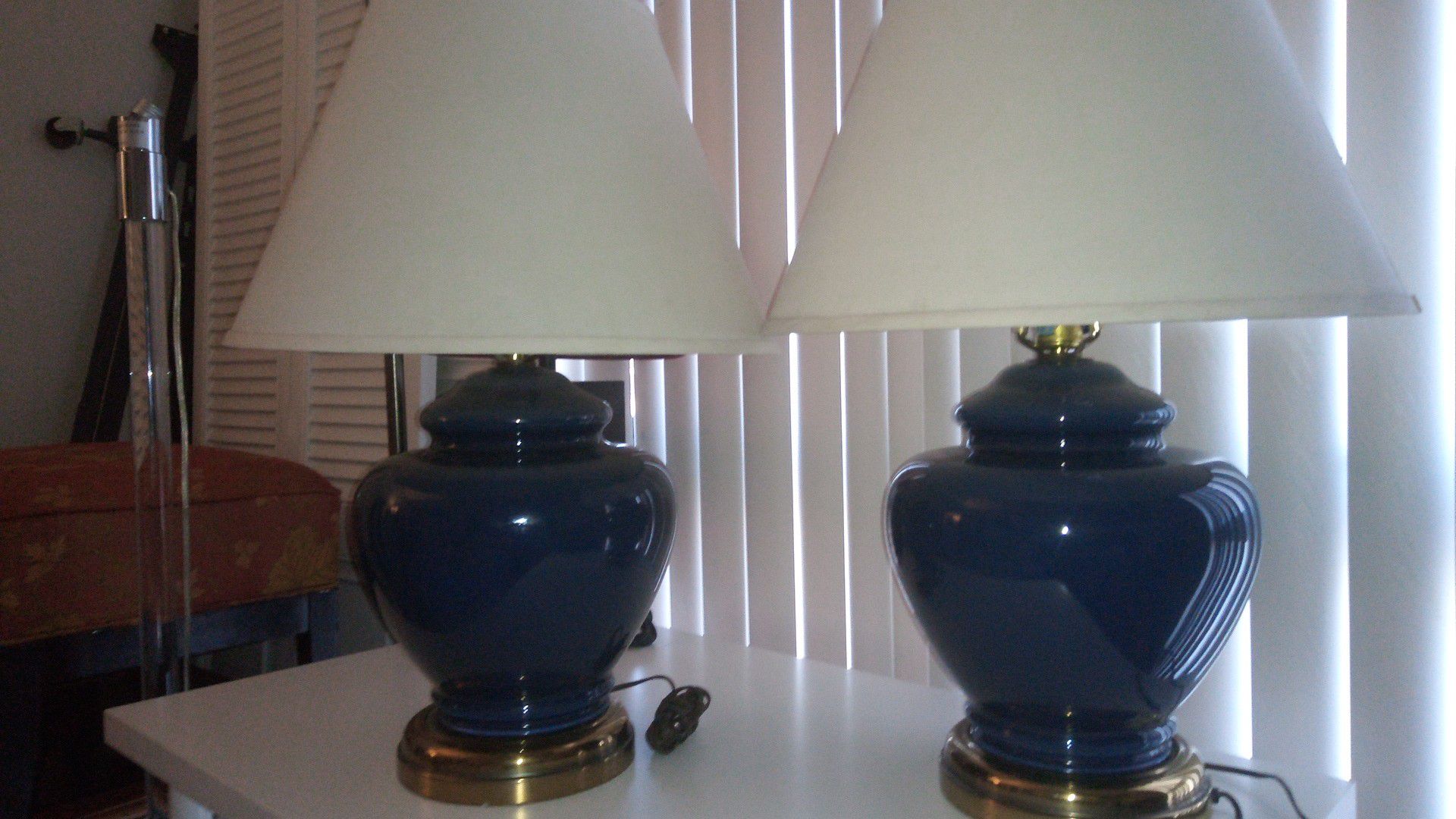 Vintage Blue Lamps with new lamp shade