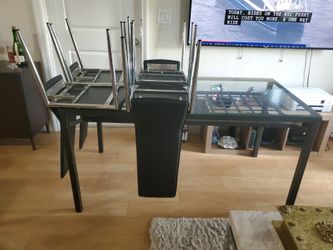 Glass Top Dining Table with 4 Chairs