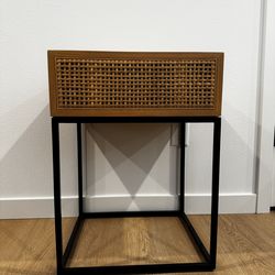 Rattan Metal Nightstand / Side Table