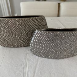 Modern Silver Stud Decorative Vases