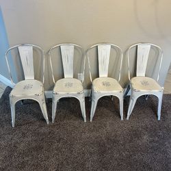 4 Metal Chairs White Farmhouse 