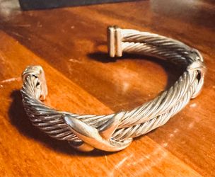 VINTAGE DESIGNER STYLE STERLING SILVER TRIPLE ROPE PATTERN CUFF BRACELET