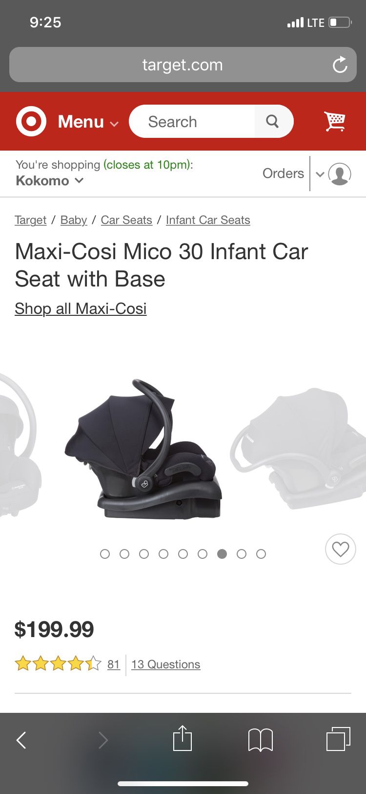 Maxi Cosi Mico car seat and base