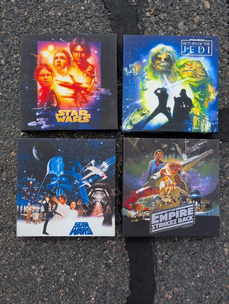 Star Wars Canvas Wall Decor Art Set Of 4  8x8” Each Movie Poster Print Ad