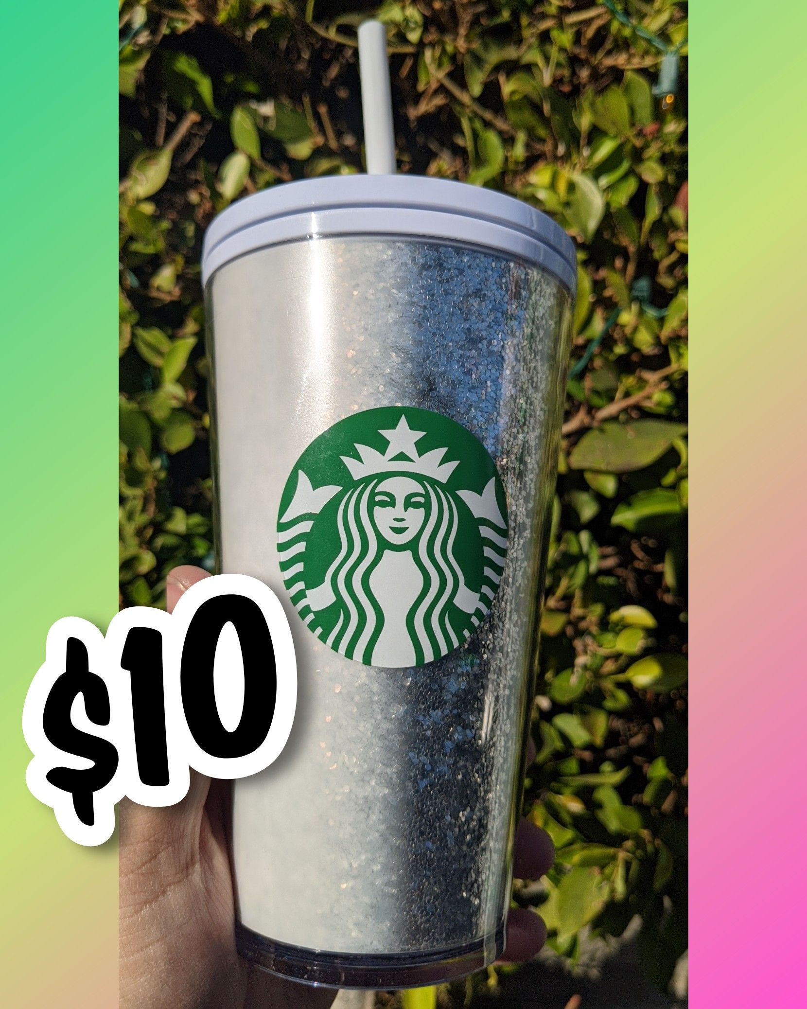 2020 Winter New Starbucks white/silver glitter cup