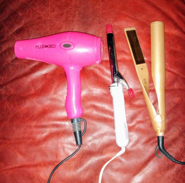 Hair Stying Products Includes Hair Dryer, Curing Iron And Flat Iron