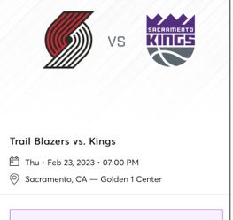 Sacramento Kings Vs Portland Tickets 2/23